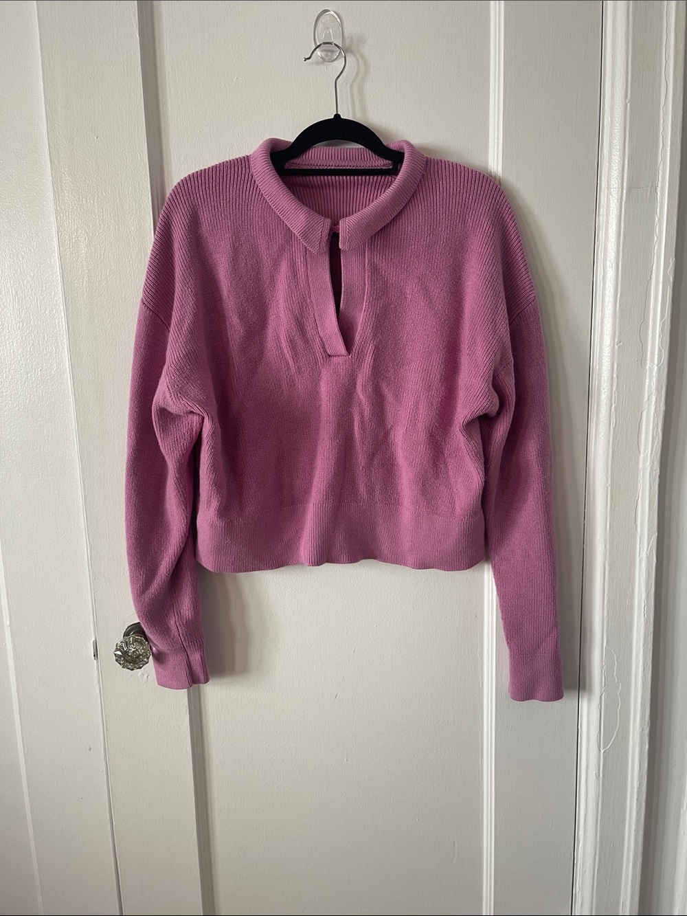 lululemon athletica Pink Collared Cropped Merino-Blend Sweater - Picture 3 of 9